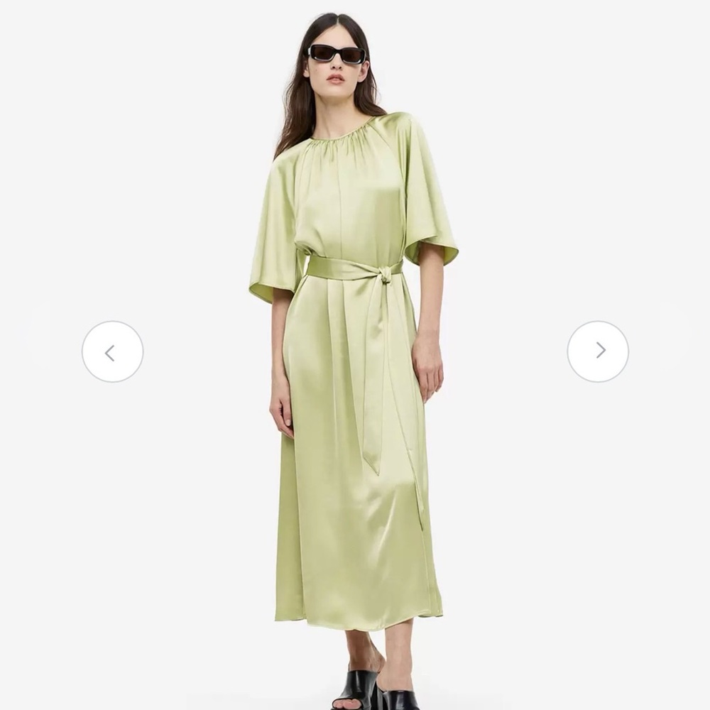 H&M Sage Green Satin Dress